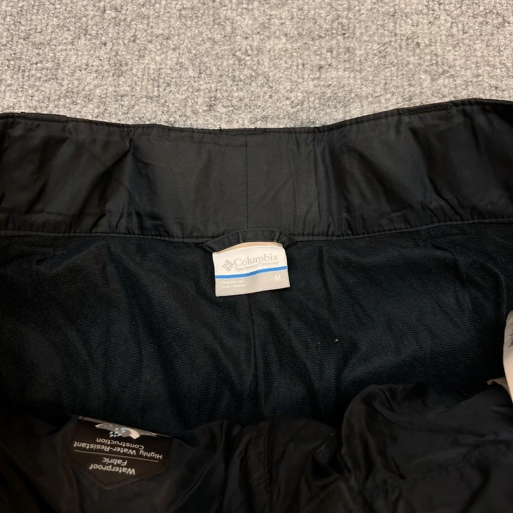 Columbia Snow Pants Mens Medium Black Insulated Ski Waterproof Zip Pockets